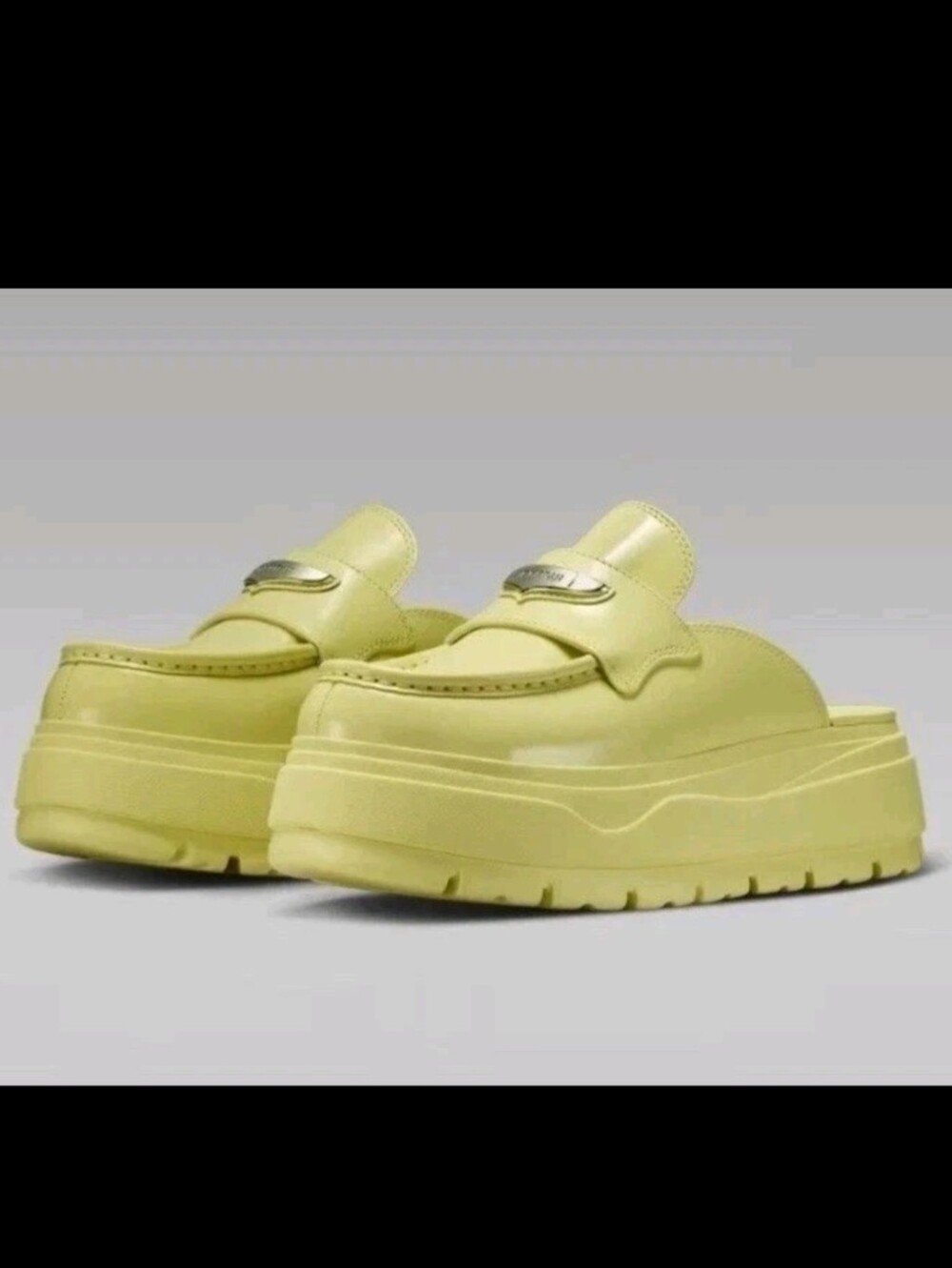 Air Jordan Mule Luminous Green leather Chunky Platform Loafer Clog 9 NWT